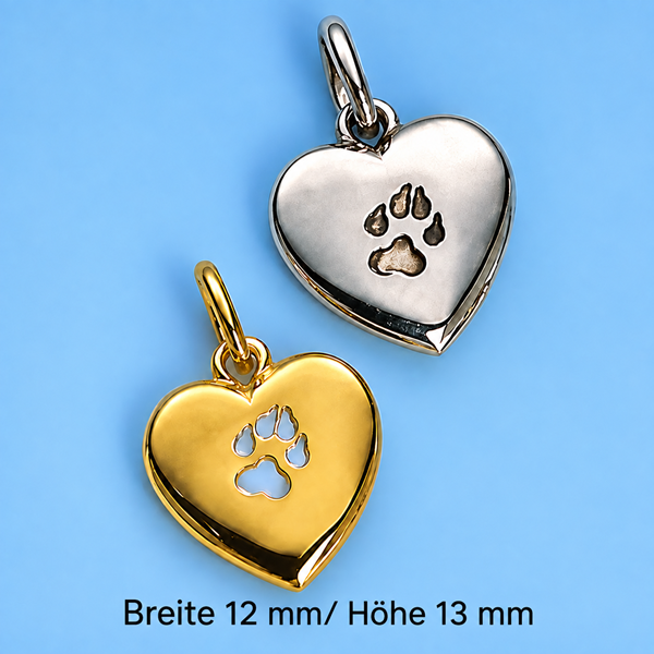 Herz mit Pfote Silber & Gold