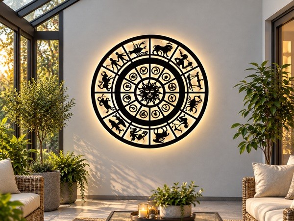 Horoskop 3D-Wanddekoration aus Holz mit LED Licht