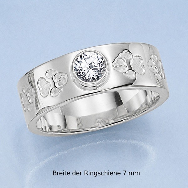 Ring mit 4 Pfoten mit Zirkonia Silber