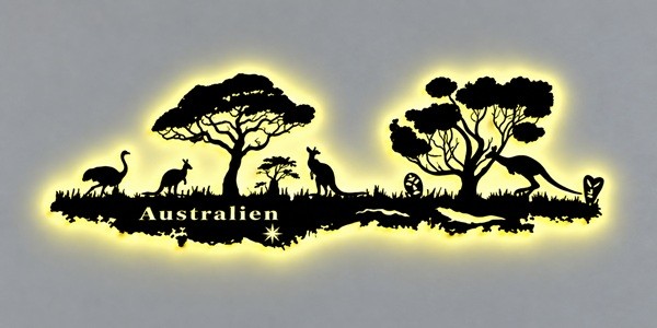 Australien Skyline 3D- LED Wandbild Holz