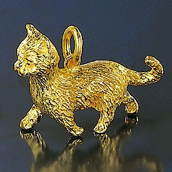 Anhänger laufende Katze in Silber und Gold