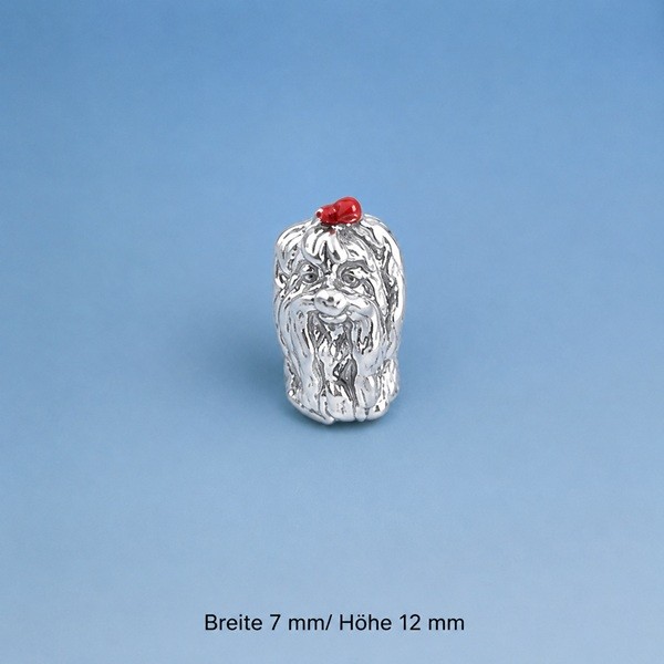 Ohrstecker Malteser mit roter Schleife - Paar