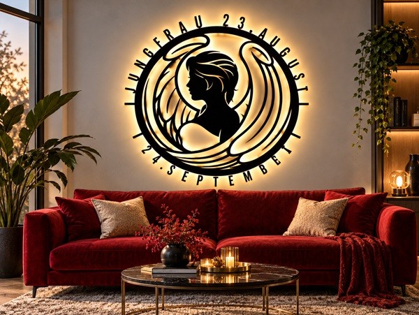 Jungfrau Sternzeichen 3D- LED Wandbild aus Holz