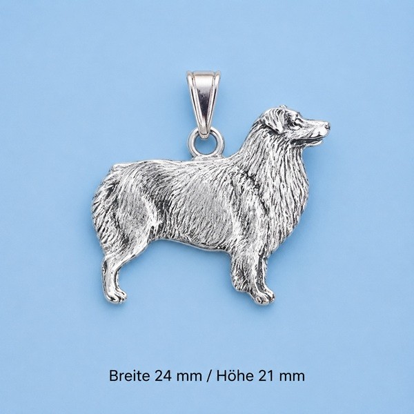 Anhänger Australian Shepherd flach Silber