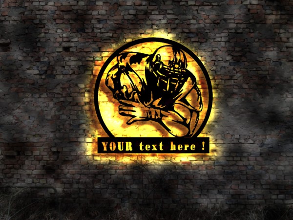 LED Wandbild Sport America Football aus Holz mit Wunschtext