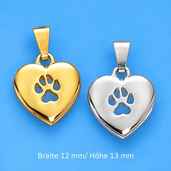 Anhänger Herz mit Pfoten Silber Gold