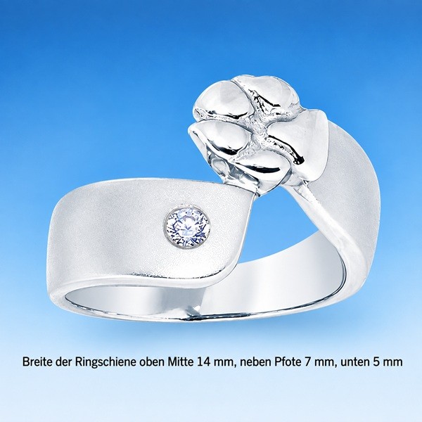 Ring Hundepfote mit Zirkonia Silber