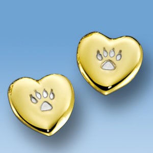 Ohrstecker Herz mit Katzenpfote