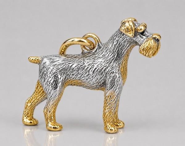 Anhänger Schnauzer Bicolor Silber & silbergoldplattiert