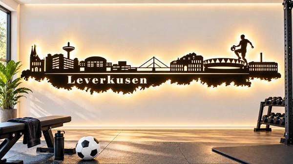 Leverkusen Fußball LED Wandbild Holz