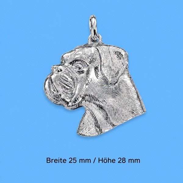 Anhänger Hundekopf Boxer Silber
