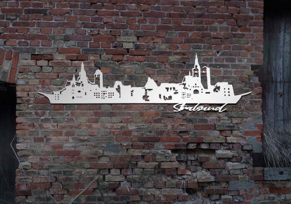 Stralsund Stadt Skyline Edelstahl Wandbild