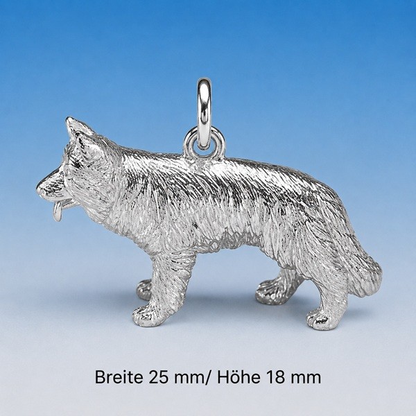 Schäferhund langhaar Anhänger Silber