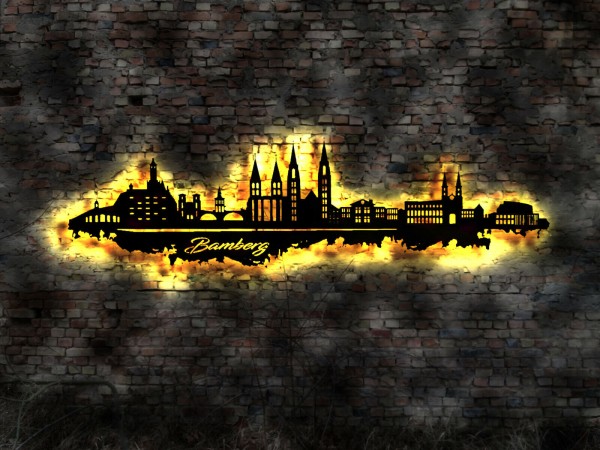 Bamberg Stadt 3D LED Deko Holz Wandbild