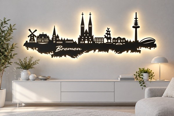 Bremen Stadt 3D- LED Holz Wandbild