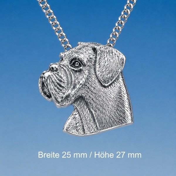 Anhänger Hund Boxer Kopf Silber