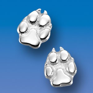 Ohrstecker Hundepfote - Paar in Silber 