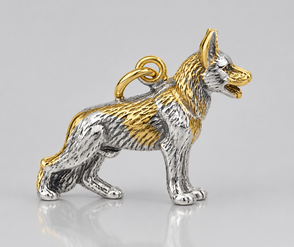 Anhänger Schäferhund Bicolor Silber Gold