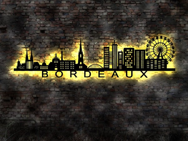 Bordeaux Stadt 3D LED Wandbild aus Holz