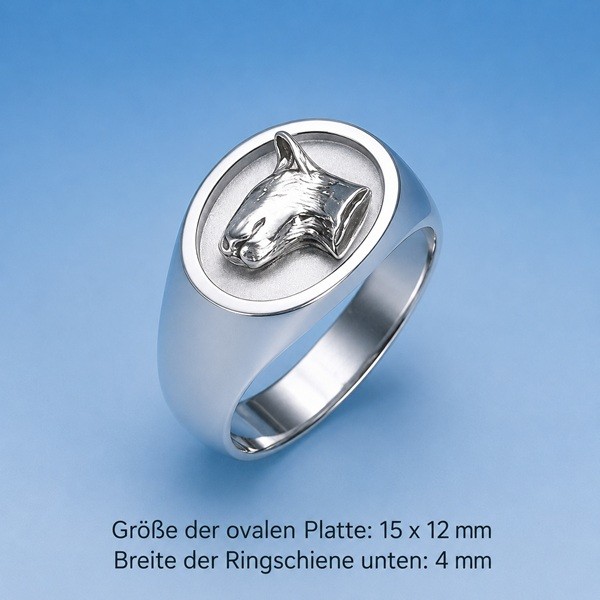 Ring Bullterrier Hundekopf Silber