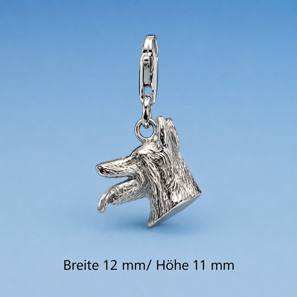 Schäferhund Charm-Anhänger Silber