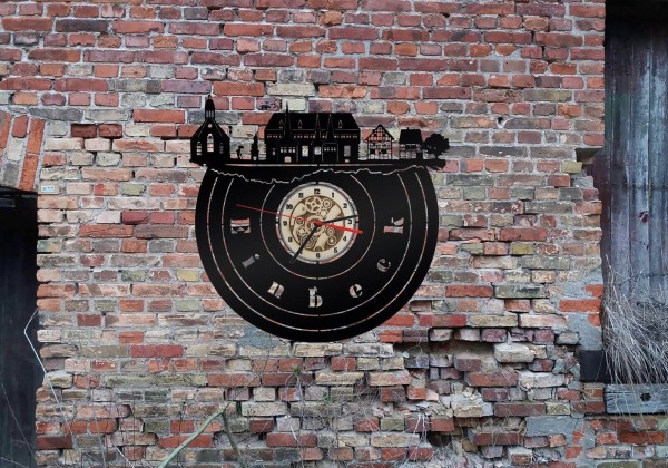 Wanduhr Stadt Einbeck Skyline aus Holz