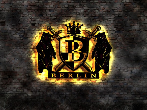 3D LED Wandbild Wappen Berlin aus Holz