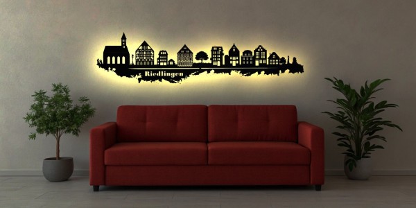 Skyline von Riedlingen einzigartiges LED-Wandbild aus Holz