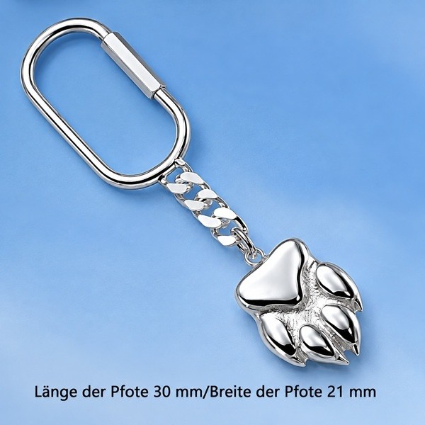 Schlüsselanhänger mit großer Hundepfote Silber