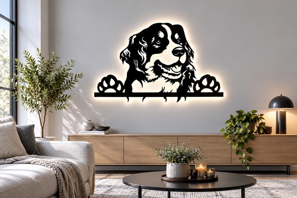 Berner Sennenhund 3D LED Wandbild aus Holz
