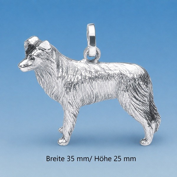 Border Collie Hund Anhänger Silber