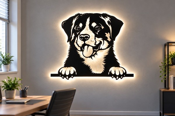 Appenzeller Sennenhund 3D-Wandbild mit LED