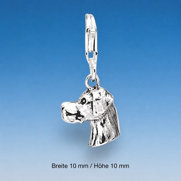 Charm-Anhänger Doggen-Kopf Silber