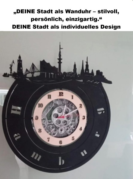 „DEINE Stadt als Wanduhr – stilvoll, persönlich, einzigartig
