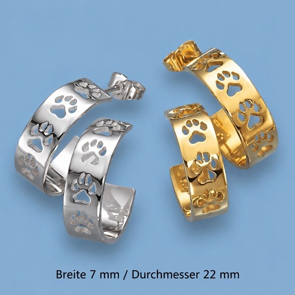 Creolen mit Hundepfoten in Silber oder Gold