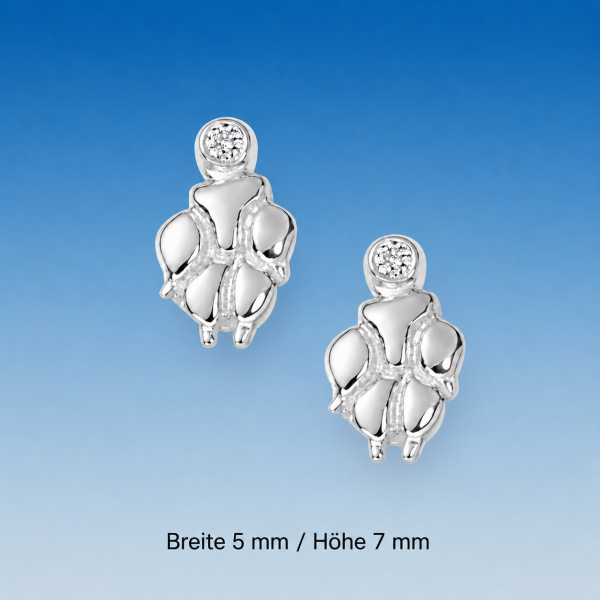 Ohrstecker Pfote mit Zirkonia in Silber