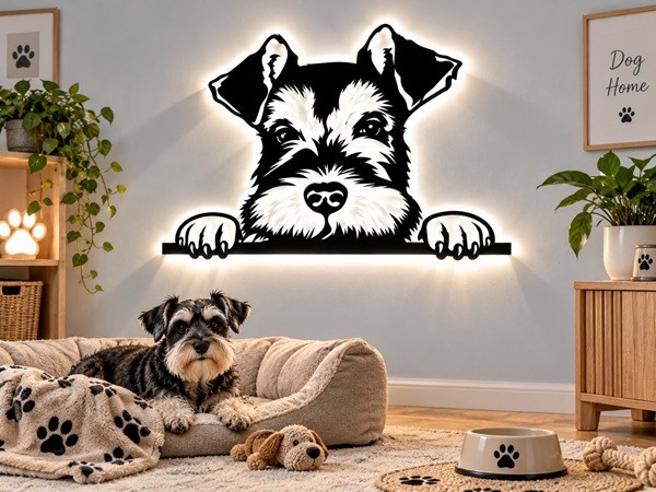 Schauzer Hund 3D-Wandbild aus Holz