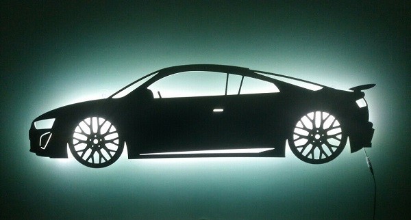 Ihr Wagen als 3D- Wandbild aus Holz mit LED beleuchtet