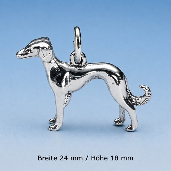 Saluki Windhund Anhänger in Silber