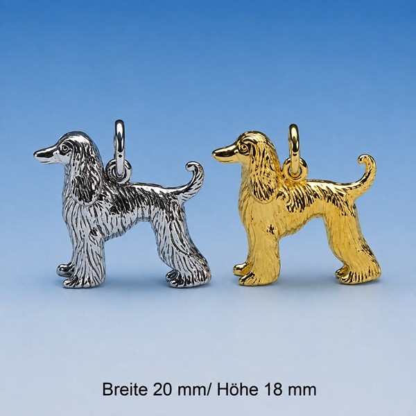 Windhund Afghane Anhänger in Silber & Gold