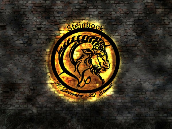 Steinbock Sternzeichen 3D-Wandbild aus Holz mit LED Licht