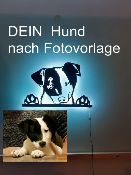 3D LED Wandbild aus Holz Ihr Hund nach Fotovorlage