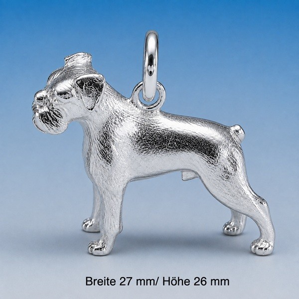 Anhänger Boxer Hund kupierte Rute Silber