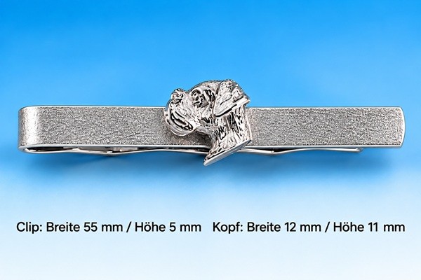 Krawattenclip mit Hunde Boxerkopf in Silber