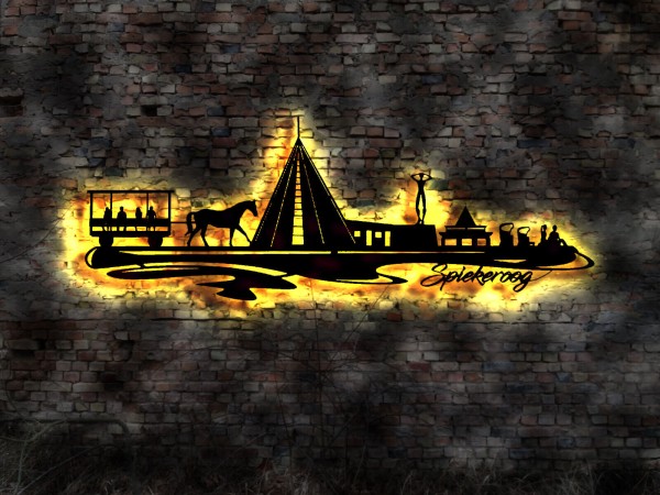 Spiekeroog Insel Skyline 3D LED Holz Wandbild