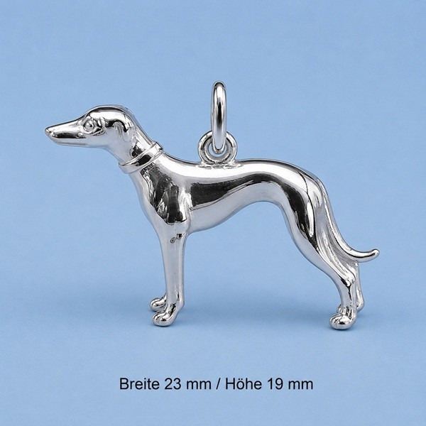 Windhund Whippet in Silber