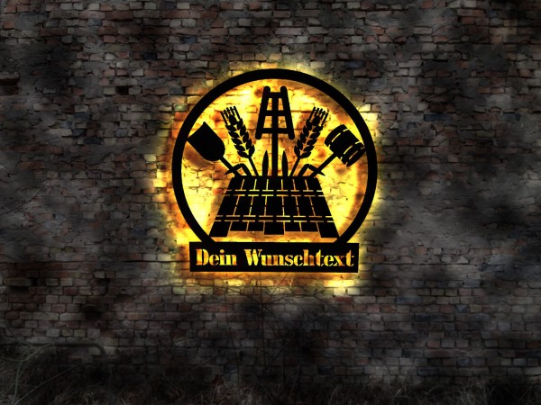 LED Wandbild Wappen Brauerei Zunftzeichen aus Holz