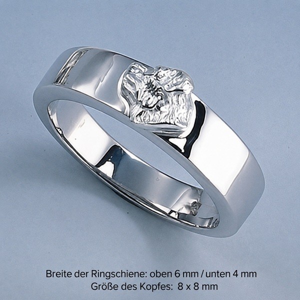 Ring mit Rottweiler Kopf Silber