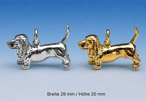 Basset Anhänger in Gold oder Silber