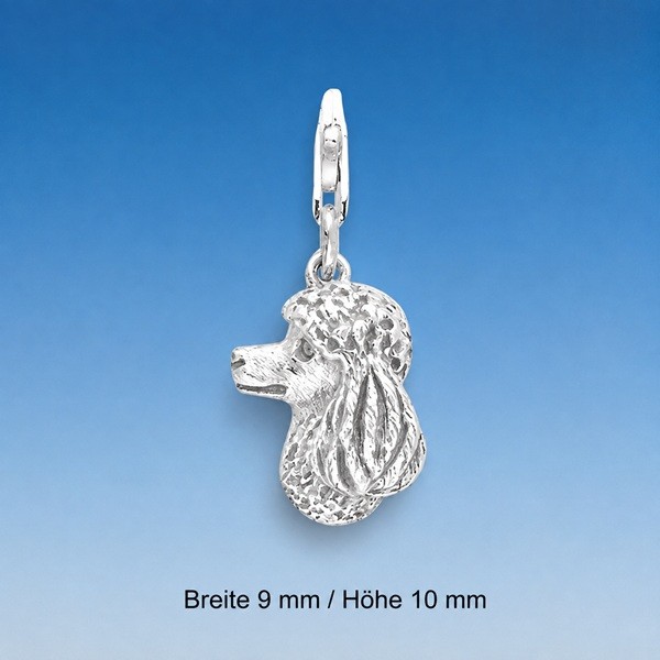 Charm Anhänger Pudel Kopf Silber
